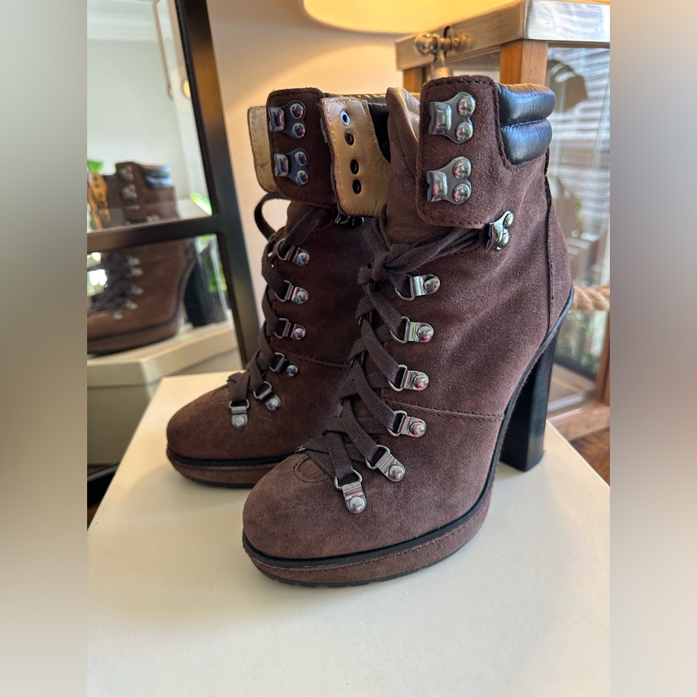 Coach Carol High Heels Brown Suede Boots